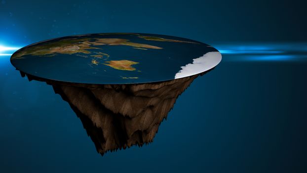 Space background with flat earth. Digital illustration. 3d rendering