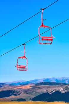 Chairlift in Bucegi Mountain (Carpathian Mountains), Sinaia, Romania