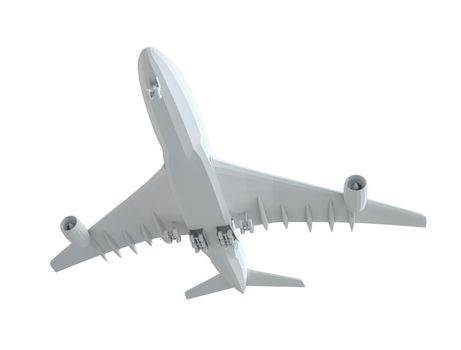 White airplane. Isolated on white background. 3d illustration