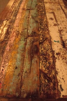 Colorful red, blue and green rustic reclaimed wood background