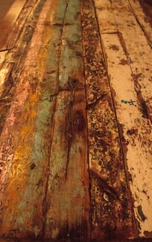 Colorful red, blue and green rustic reclaimed wood background