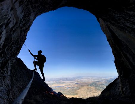 research in the cave and climbing