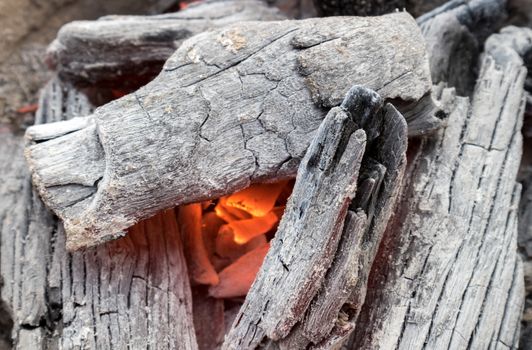 Hot burning charcoal for make cooking, select tive focus