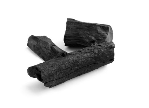 Black charcoal on white background