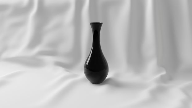 3d Illustration of a Black Vase on a White Background