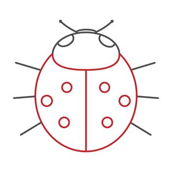 Lady-bird or red ladybug isolated on light background . Cartoon illustration.