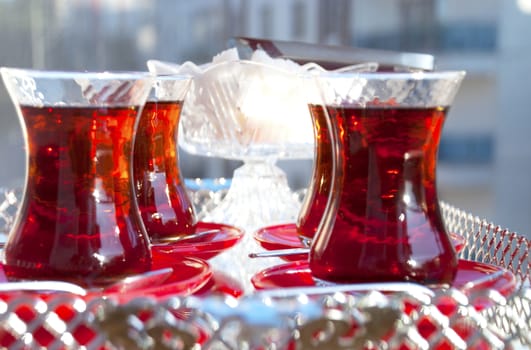 Tea served in Turkish style. Food & Beverages, Tea - Hot Drinks