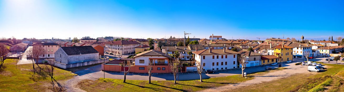 Town of Palmanova skyline panoramic view from city defense walls, Friuli Venezia Giulia region of Italy