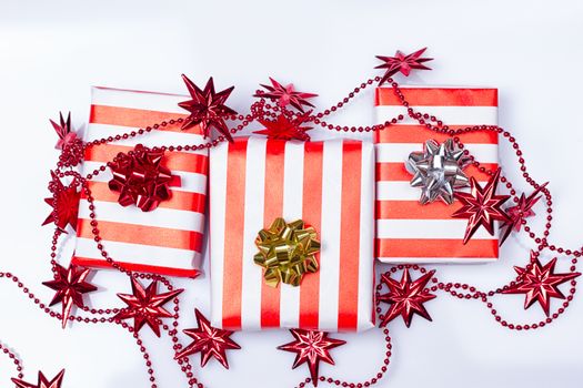 red gift box on the white background.