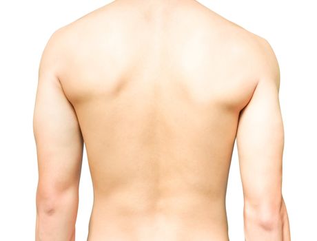 Closeup back of man on white background beauty healthy skin care concept