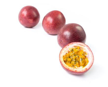 Closeup passion fruit on white background, fruit for healthy concept