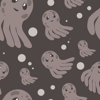 Cute happy jellyfish cartoon character sea animal illustration. Invertebrate animal sea fauna jellyfish medusa illustration. Nature animal aquatic medusa, aquarium tropical marine.