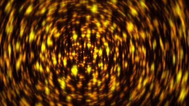 Spiral gold background consisting of particles. Abstract digital backdrop. 3D rendering