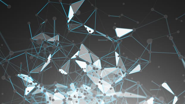 Abstract Polygonal Space Background with Connecting Dots and Lines. 3d rendering