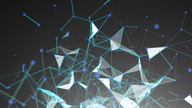 Abstract Polygonal Space Background with Connecting Dots and Lines. 3d rendering