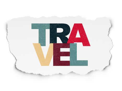 Travel concept: Painted multicolor text Travel on Torn Paper background