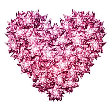 Digital Illustration of star shaped diamonds formed into the shape of a heart. Includes a clipping path.