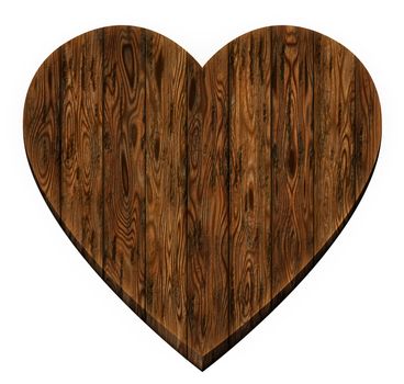 Digital illustration of wooden panels in a heart shape.