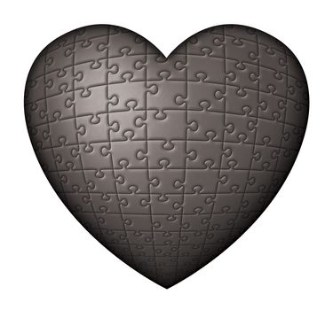 Digital illustration of a heart shaped puzzle.