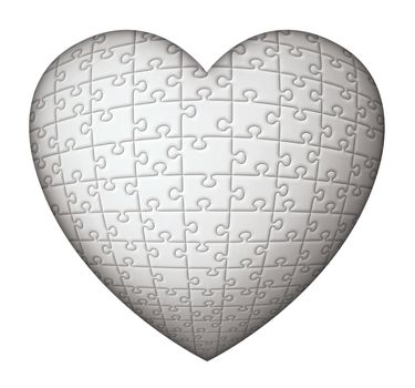 Digital illustration of a heart shaped puzzle.