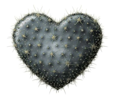 Digital illustration of a heart shaped prickly pear cactus.