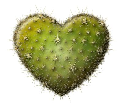 Digital illustration of a heart shaped prickly pear cactus.