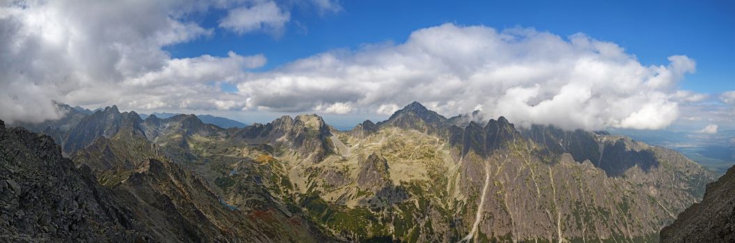 View on high Tatra Mountains with dramatic cloudy sky