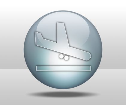 Icon, Button, Pictogram with Airport Arrivals symbol