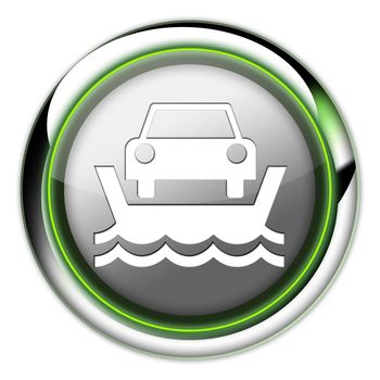 Icon, Button, Pictogram with Vehicle Ferry symbol