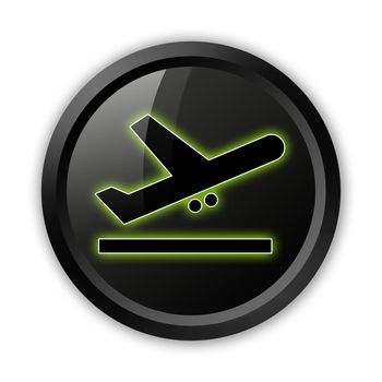 Icon, Button, Pictogram with Airport Departures symbol