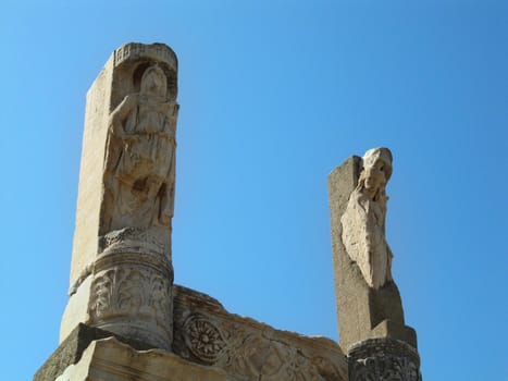 Macro image of the ruins of the ancient city of Ephesus. Turkey