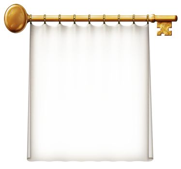 Photo Illustration of a banner hanging on a gold key.