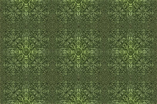 Photo-illustration of a pattern built from parts of United States currency bills.