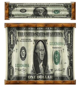 Photo Illustration of U.S. dollar bill retouched to appear stretched horizontally and then vertically.