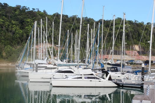 Yacht parking on the island