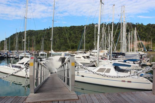 Yacht parking on the island