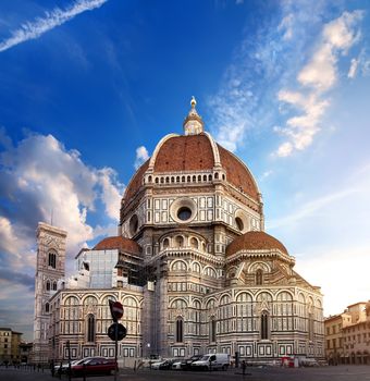 Facade of cathedral Santa Maria del Fiore in Florence, Italy