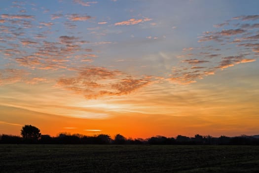 Dawn sky with clouds over Seaford in Sussex