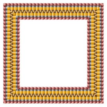 Illustration of pencils arranged in a frame.