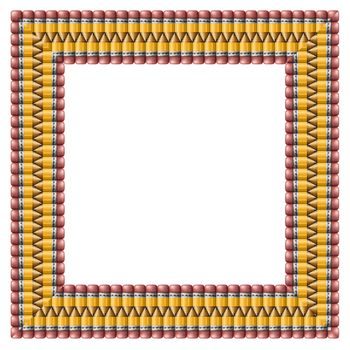 Illustration of pencils arranged in a frame.
