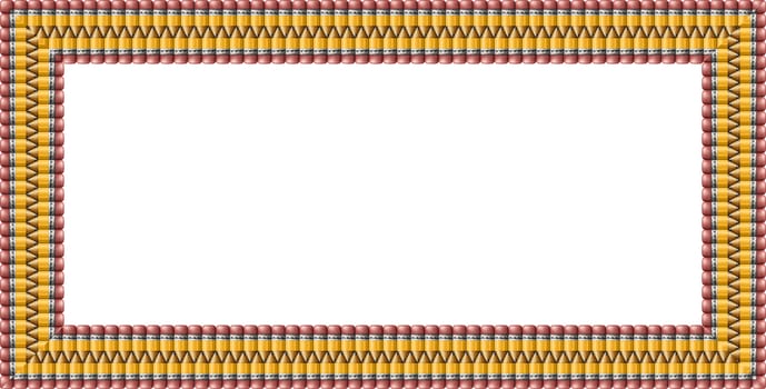 Illustration of pencils arranged in a frame.