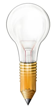 Write your bright ideas down. Illustration combining a light bulb and a pencil.