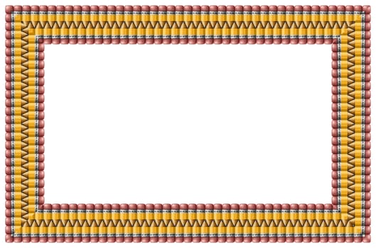 Illustration of pencils arranged in a frame.
