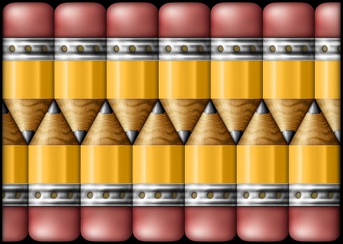 Illustration of pencils arranged in a pattern.