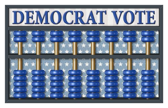 Digital illustration of an abacus to count Democrat; votes. Area for text or title is included.