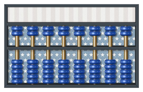 Digital illustration of an abacus to count Democrat; votes. Area for text or title is included.