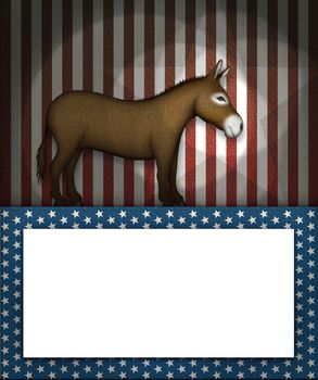 Digital illustration of a donkey as the symbol of the democrat party.