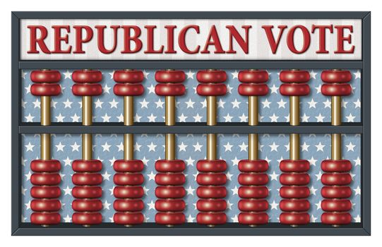 Digital illustration of an abacus to count Republican votes. Area for text or title is included.