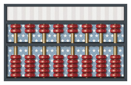 Digital illustration of an abacus to count Republican votes. Area for text or title is included.