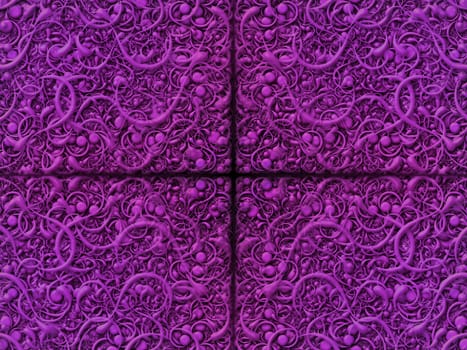 Digitally created pattern of intricate scrolling shapes.
